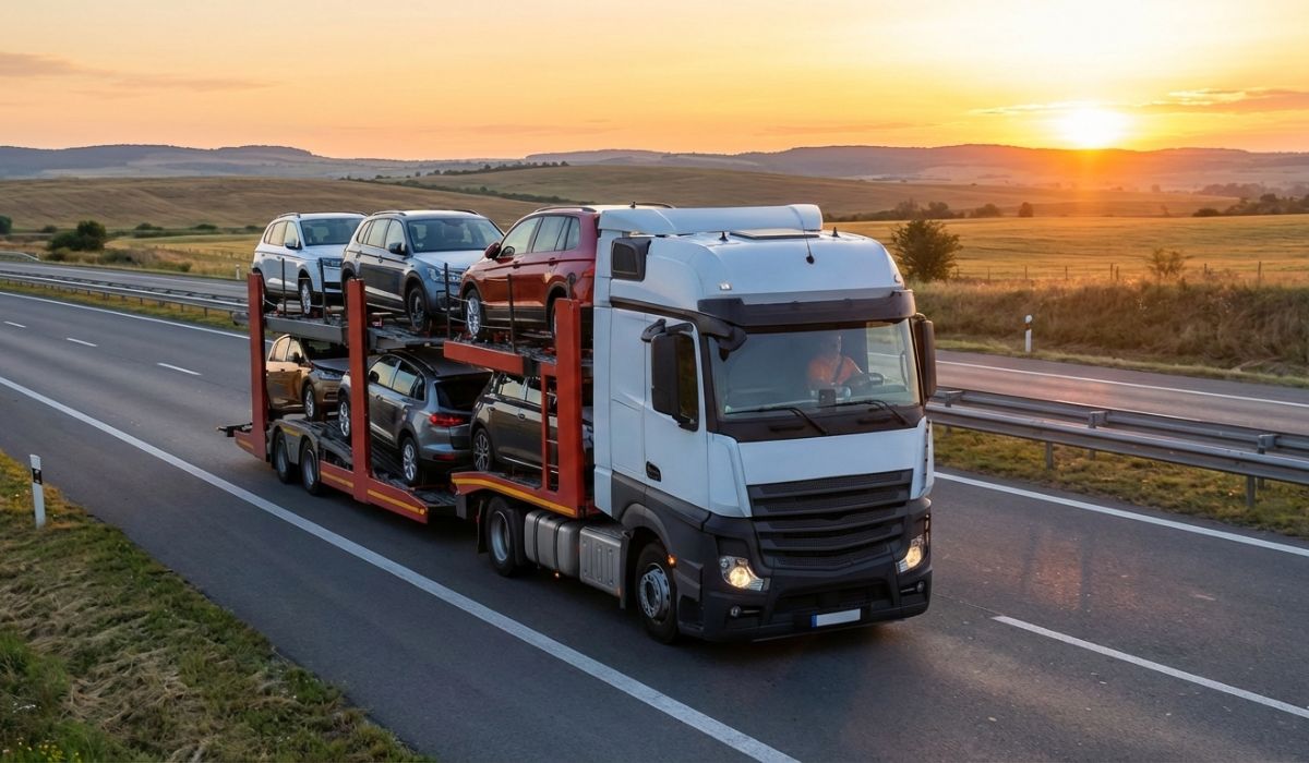 Auto transport truck in transit from Maryland to Texas with estimated delivery time