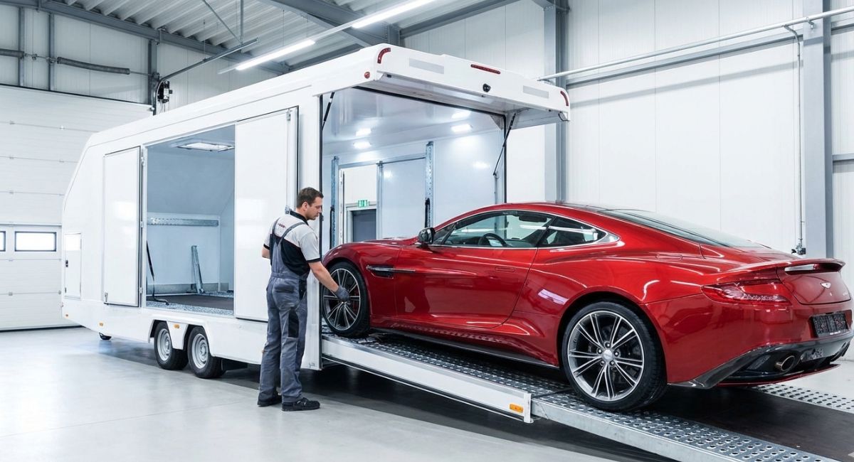 Enclosed trailer used for safe vehicle shipping. Enclosed trailer used for safe vehicle shipping.