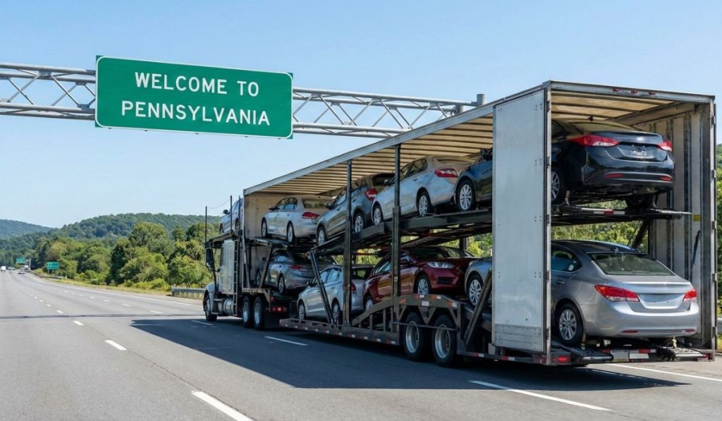 New York to Pennsylvania car shipping on interstate highway