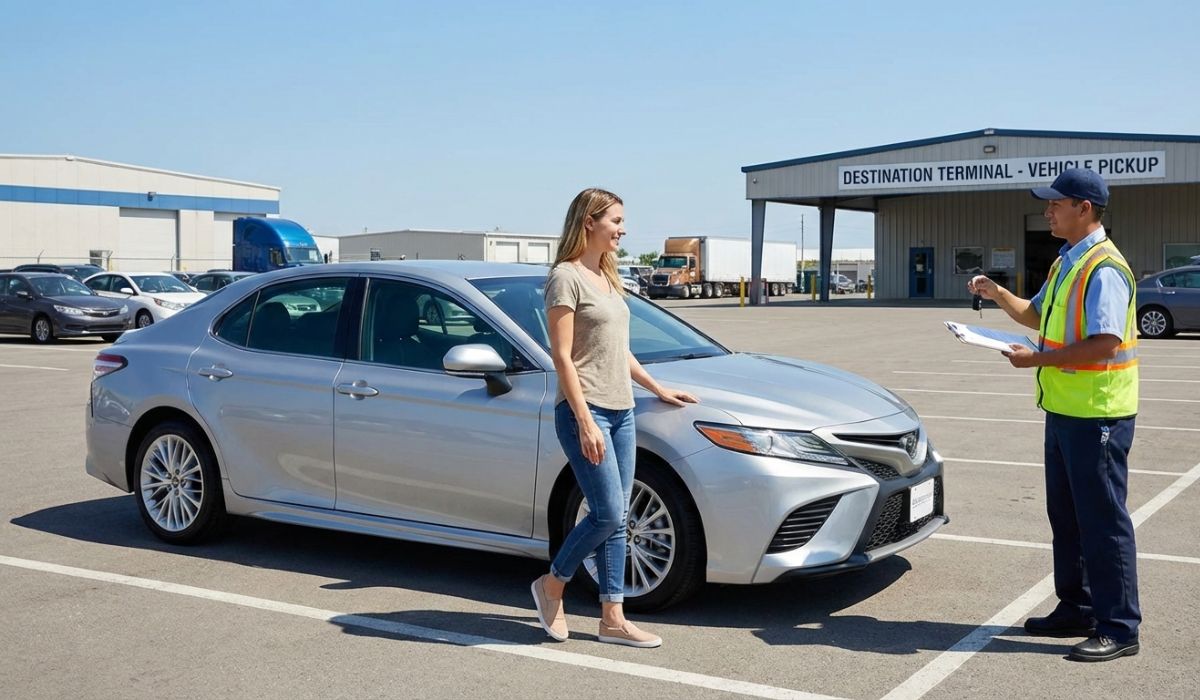 Picking up a vehicle from the terminal after terminal to terminal car shipping