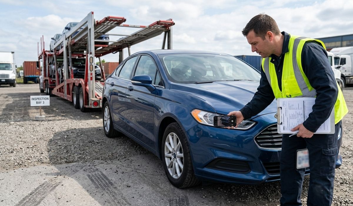 Vehicle inspection before shipping a car to document condition for car shipping insurance coverage. Vehicle inspection before shipping a car to document condition for car shipping insurance coverage.