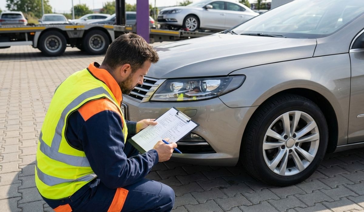 Vehicle inspection by professional driver before shipping from Maryland to Texas