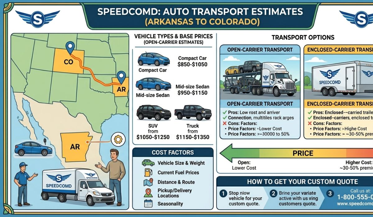 Arkansas to Colorado auto transport cost comparison for open and enclosed carriers