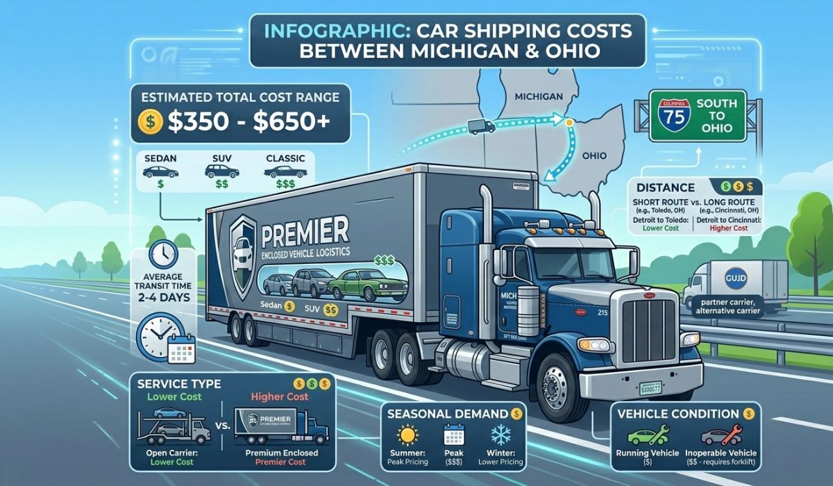 Average cost to ship a car from Michigan to Ohio