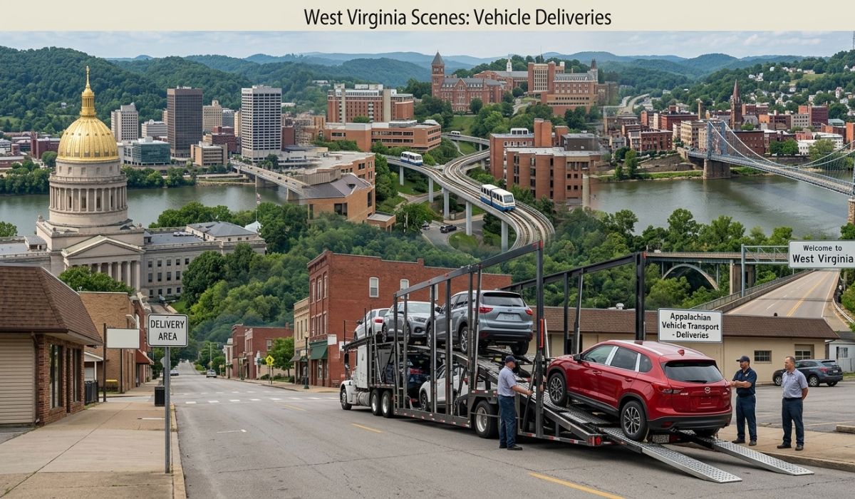 Car delivery at major West Virginia locations from California car shipping