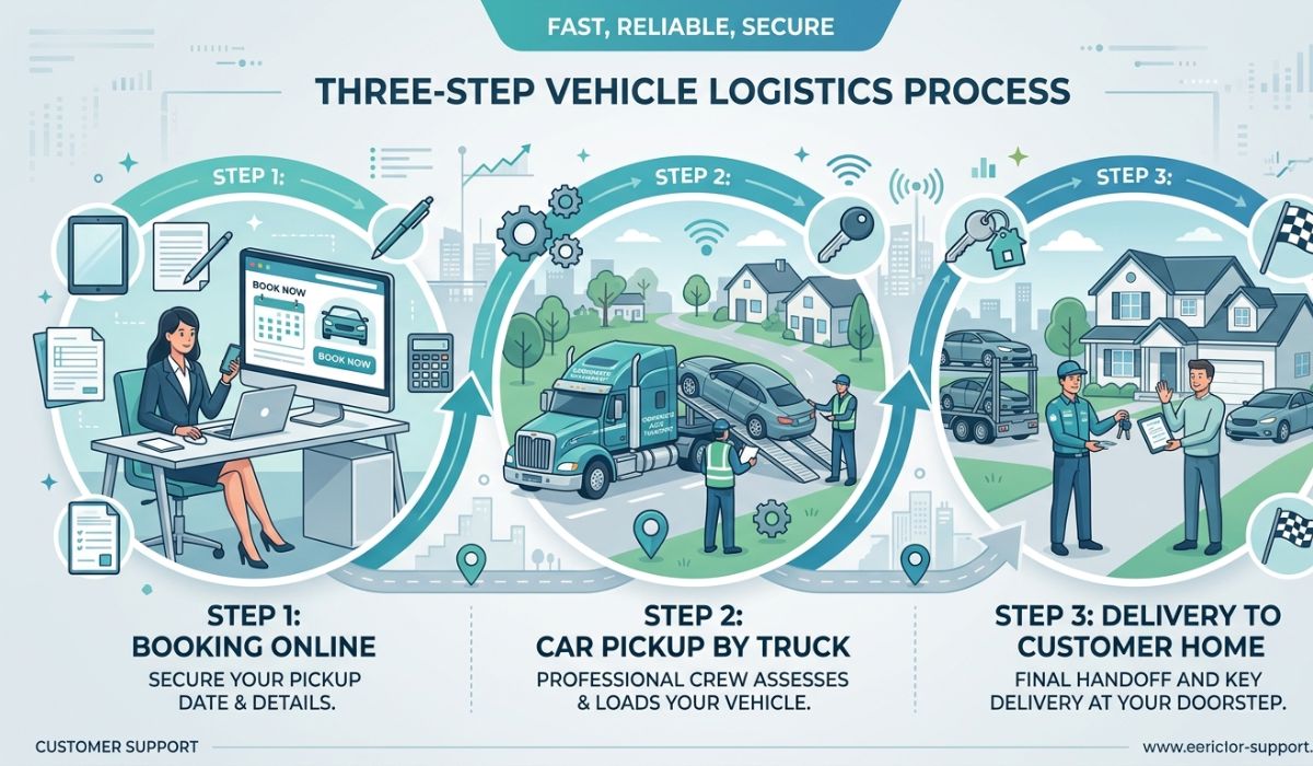 car shipping process step by step pickup delivery tracking USA