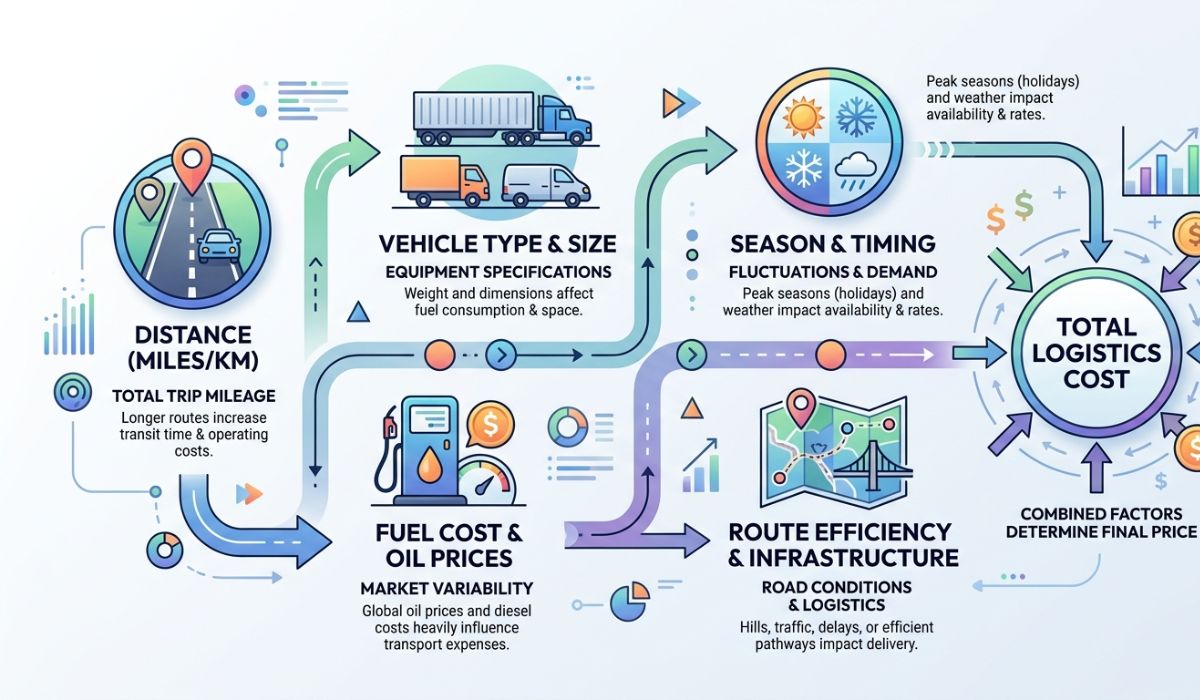 car transport pricing factors infographic USA logistics cost elements