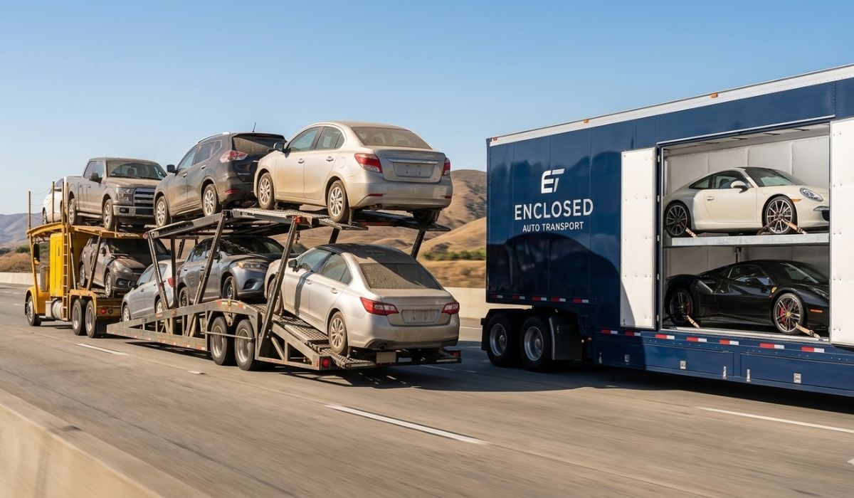 Comparison between open car transport and enclosed car transport for vehicle protection