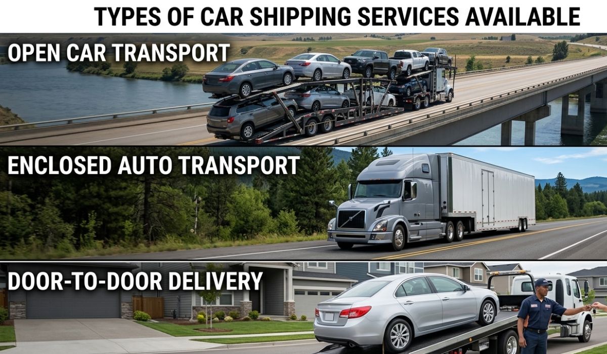 Comparison of open, enclosed, and door-to-door car shipping services.
