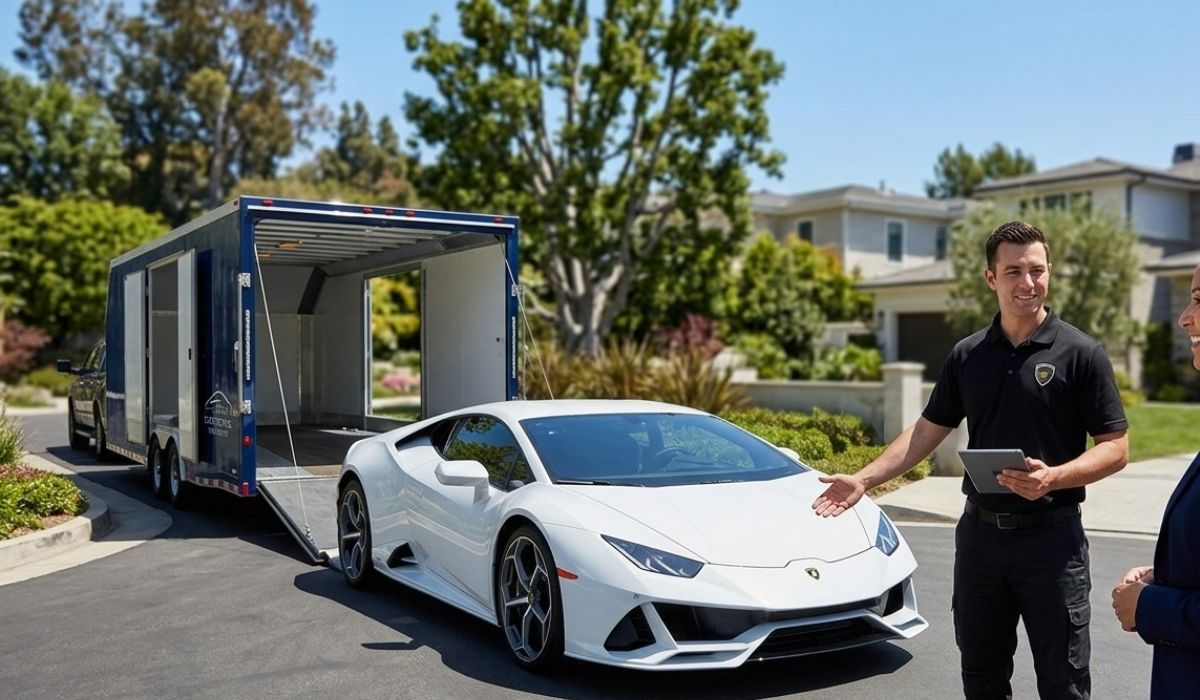 Customer enjoying safe and convenient door-to-door car shipping delivery