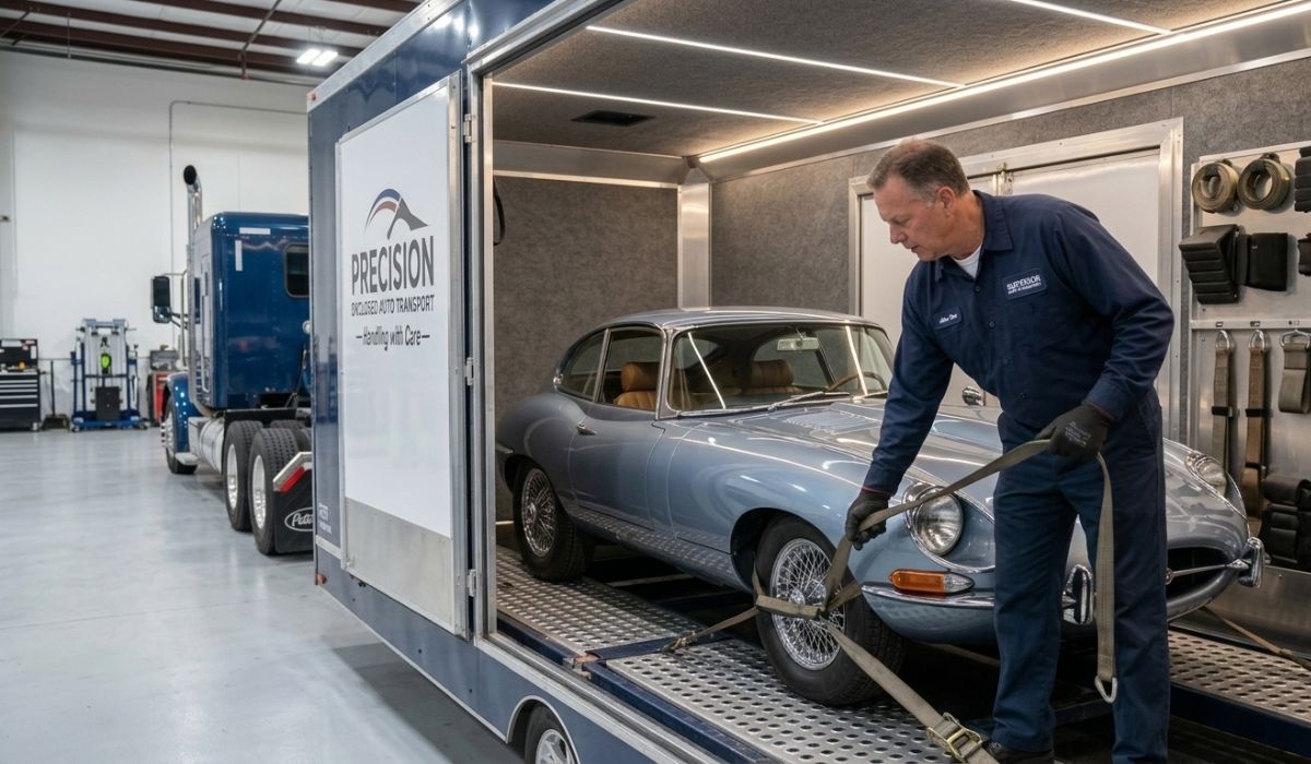 Enclosed auto transport for luxury car in South Dakota ensuring protection and safe vehicle shipping