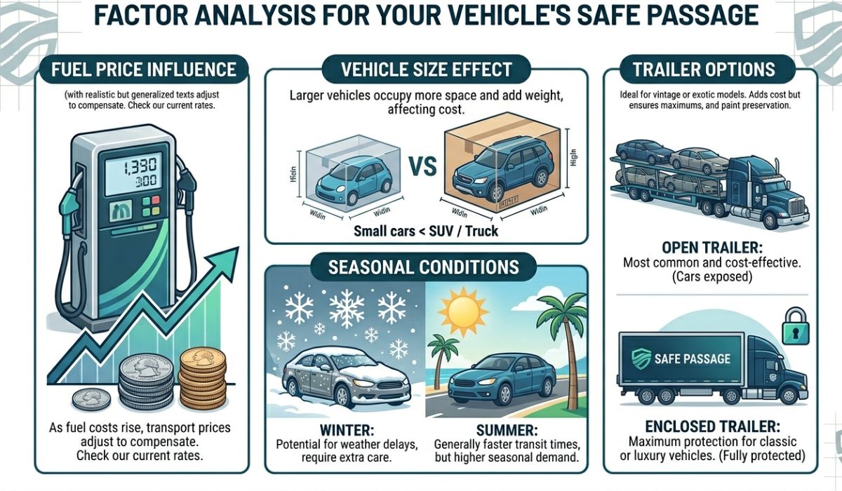 Factors affecting michigan to florida auto transport cost including fuel, season, and vehicle type