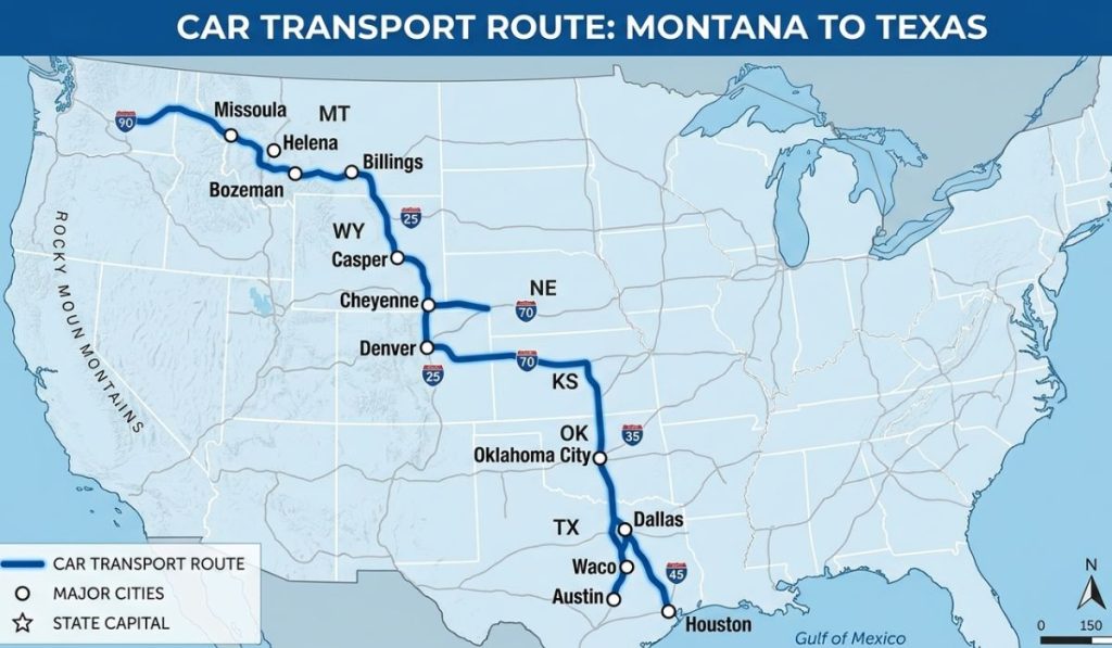 Montana to Texas Car Shipping