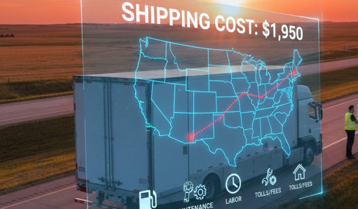 North Dakota car shipping cost concept showing transport truck and pricing comparison.