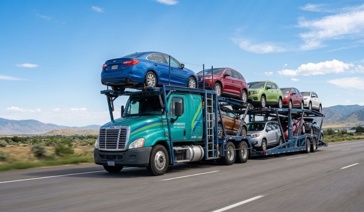Open car carrier used for New York to Iowa auto transport