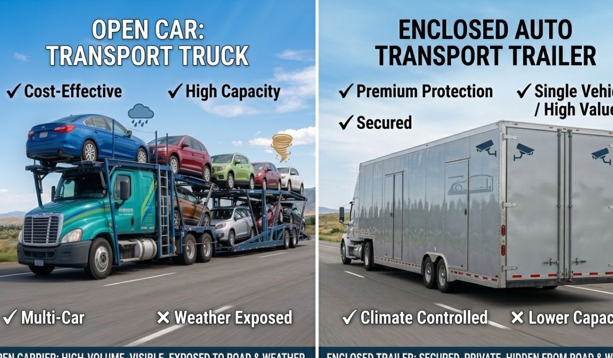 Open car transport vs enclosed auto transport comparison