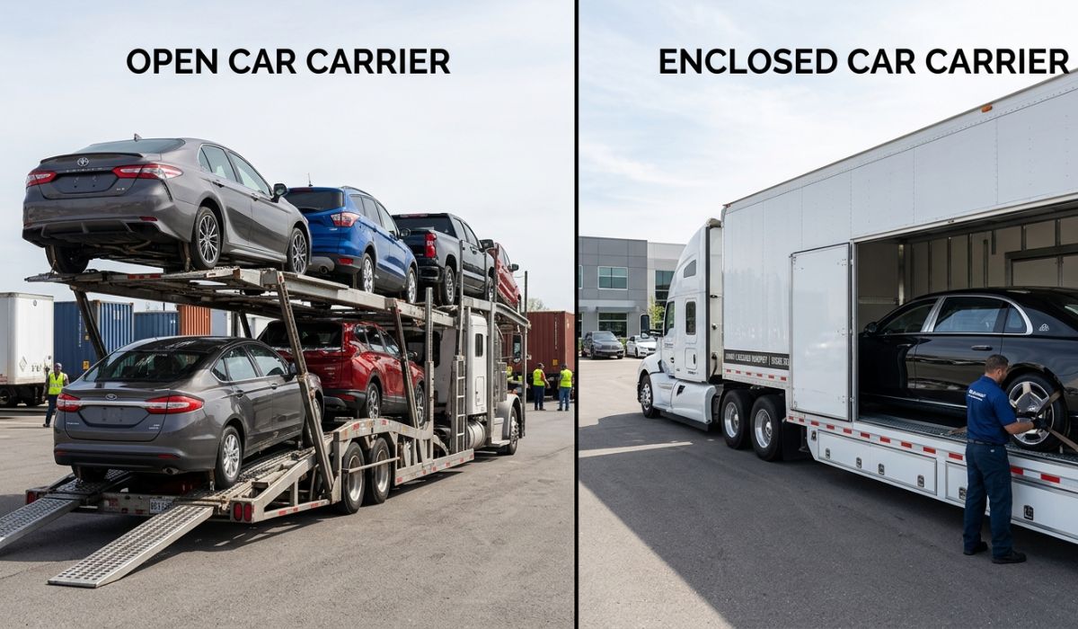 open car transport vs enclosed car transport comparison USA