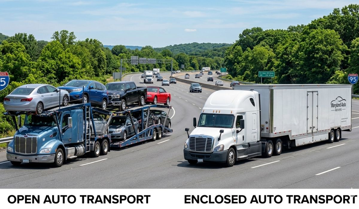 Open vs enclosed auto transport for Connecticut to Maryland shipping