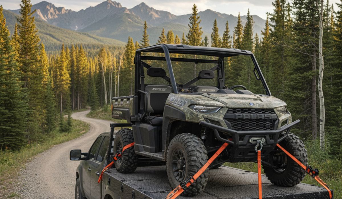 Polaris Ranger UTV transported safely using modern hauling solutions