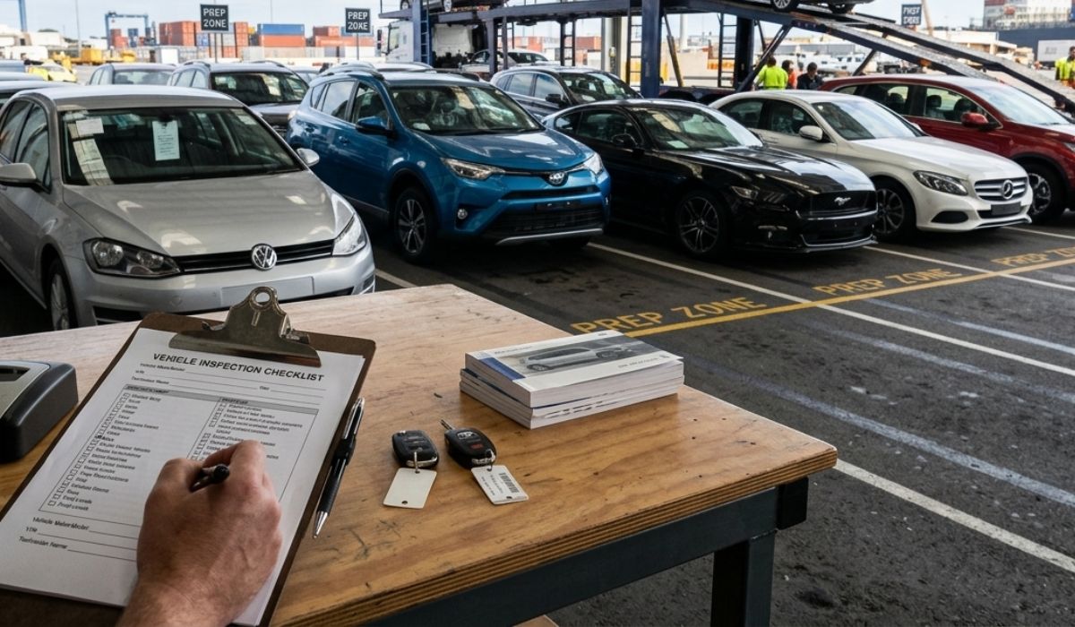 Preparing car for shipping with inspection and documentation before California to West Virginia transport