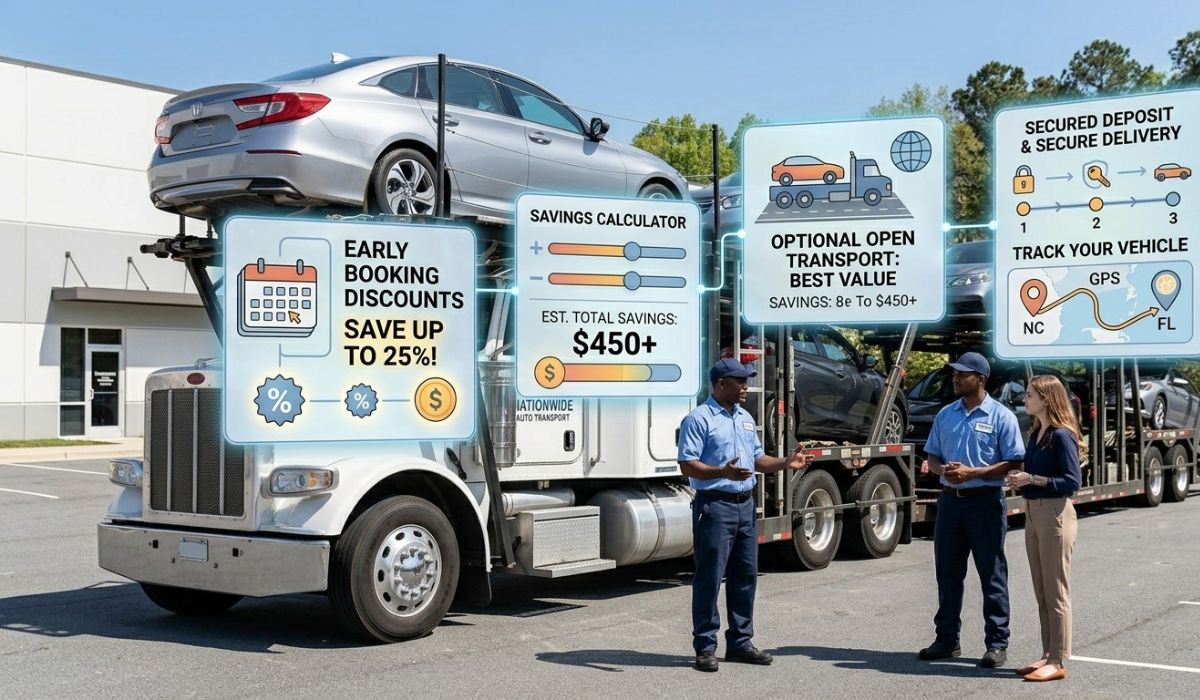 Tips to save money on North Carolina to Florida car shipping with flexible dates and open transport.