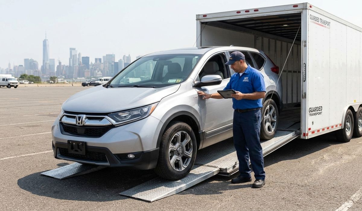 Vehicle pickup and inspection during New York car shipping