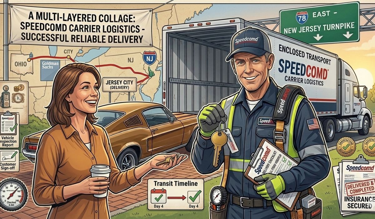 Vehicle prepared for Ohio to New Jersey car transport, showing pre-shipment inspection and preparation.