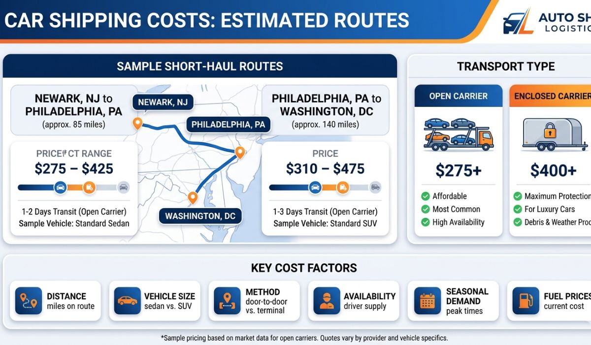 car shipping cost new jersey to pennsylvania price comparison