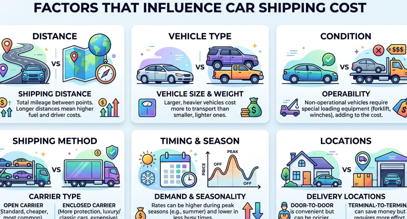 car shipping cost texas factors distance vehicle type pricing