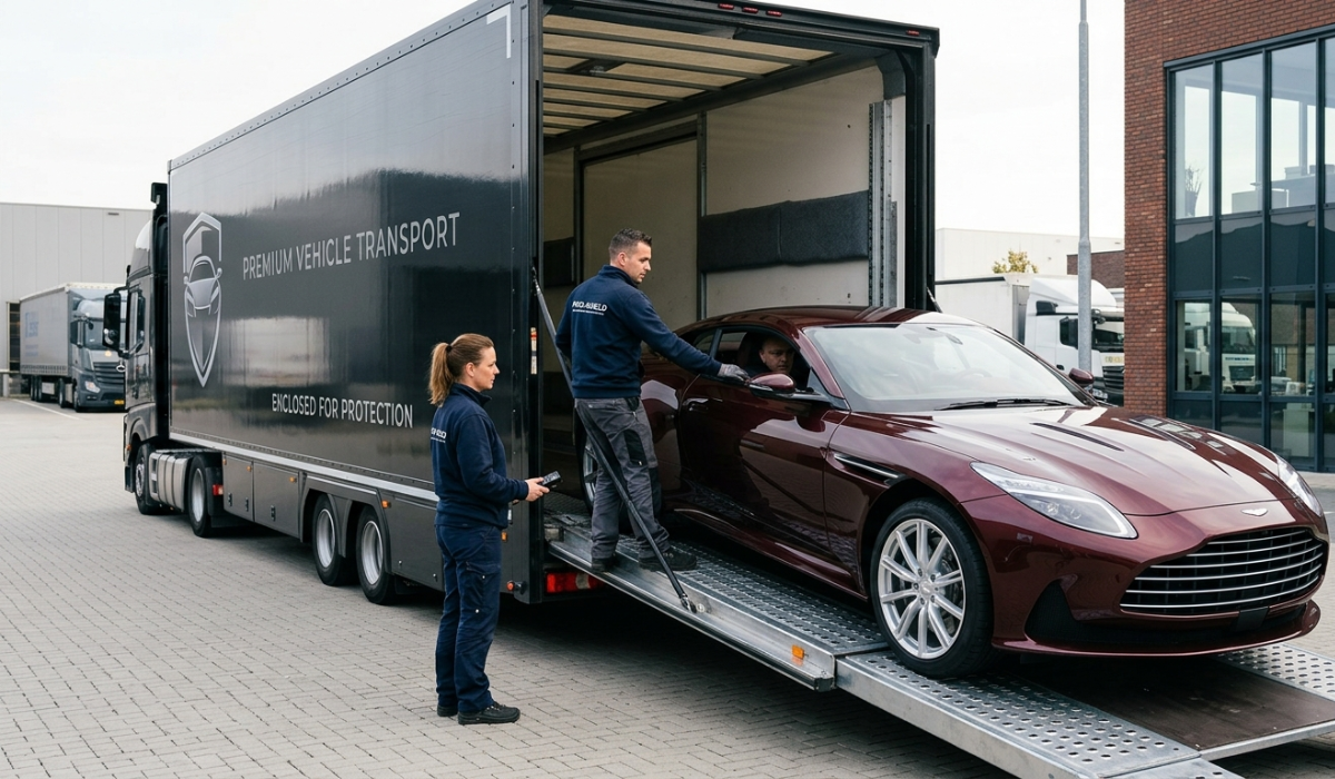 Enclosed car transport for high-value vehicles in Phoenix auto shipping.