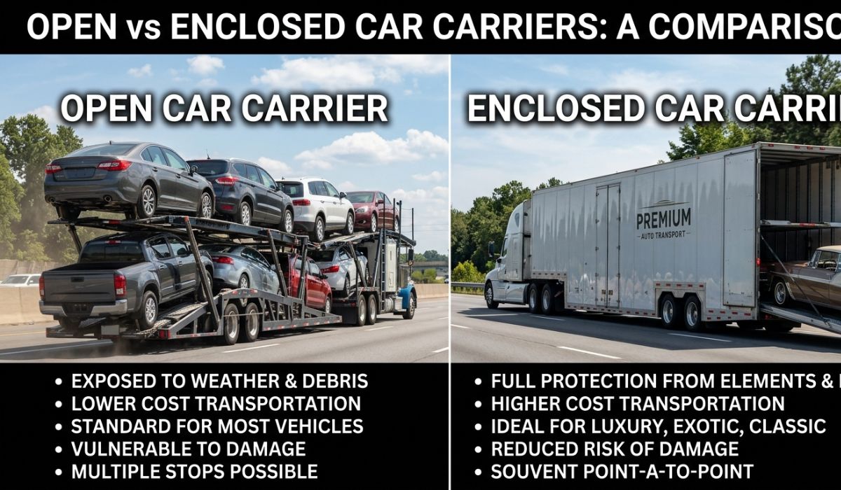 Open and enclosed car transport options for Massachusetts car shipping