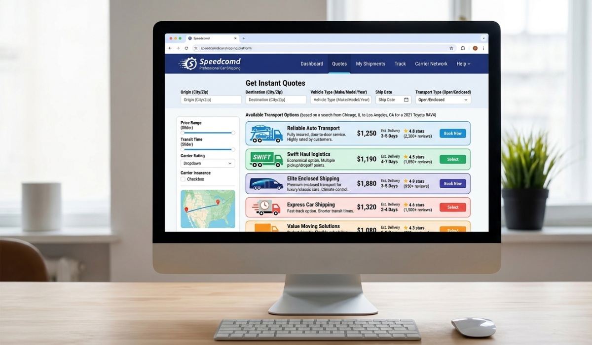 Speedcomd platform simplifying car shipping and vehicle transport services