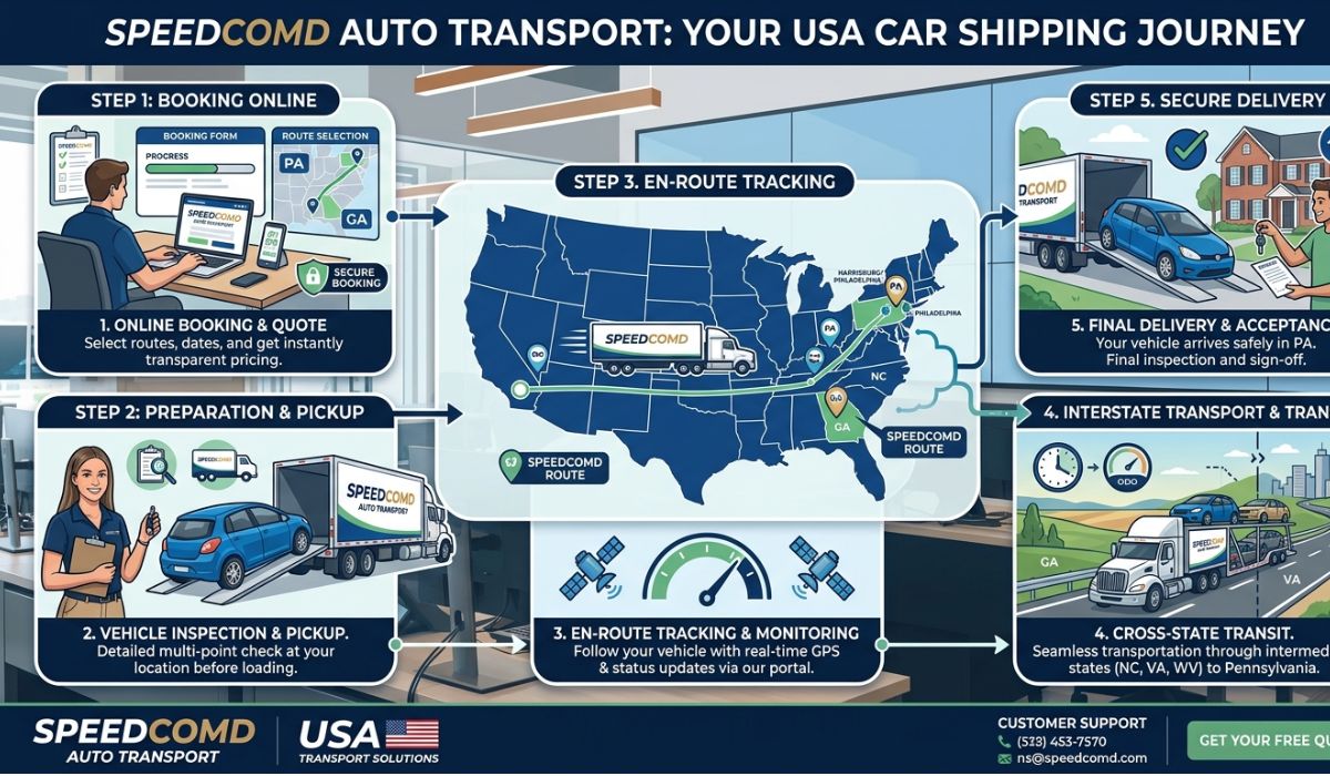 Auto transport logistics network showing nationwide vehicle shipping routes across USA