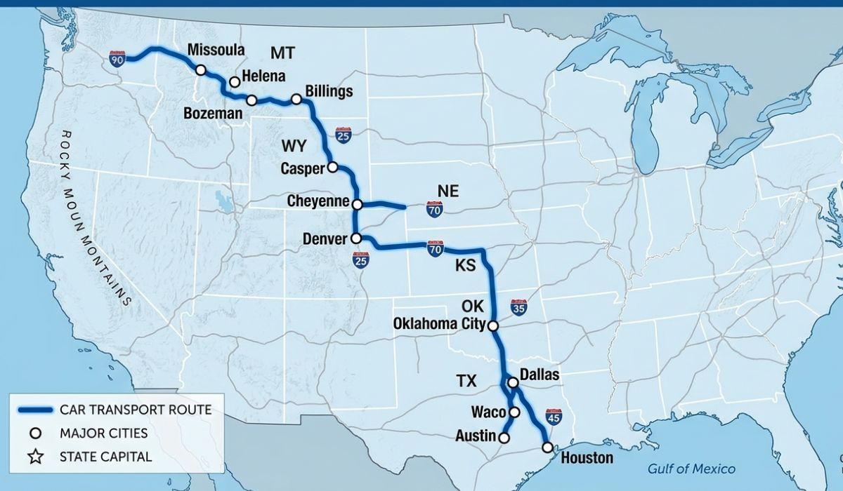 Car shipping cost chart showing Georgia to California transport pricing for different vehicle types