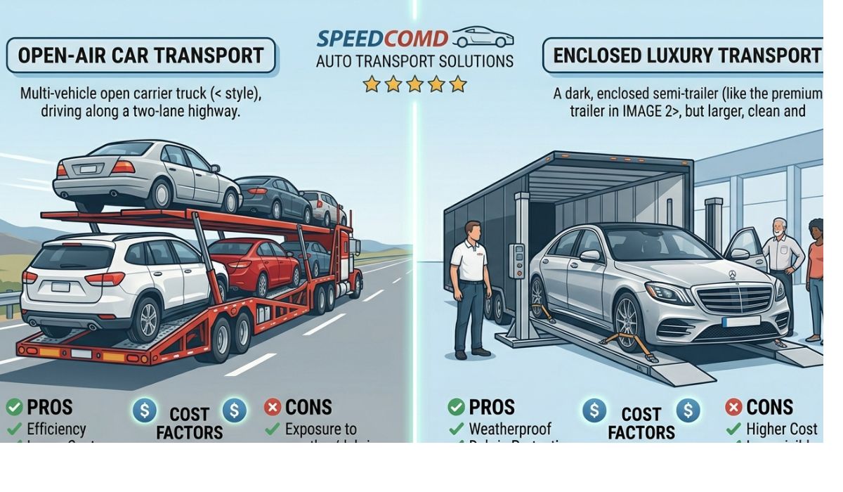 Car shipping cost comparison table open vs enclosed transport Houston to Los Angeles USA pricing