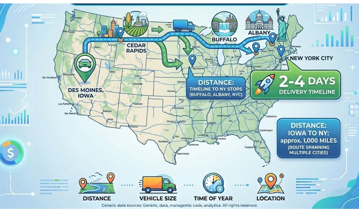 car shipping transit time comparison showing 2 to 4 day delivery from NY to TN