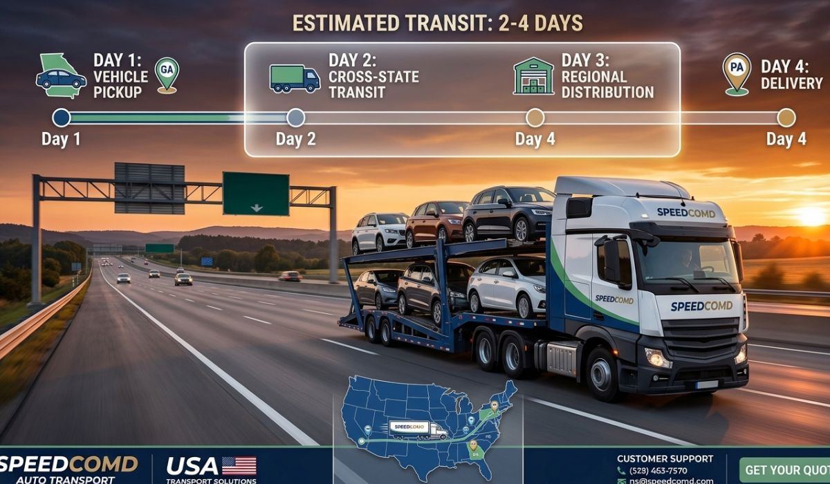 Cross country vehicle shipping truck traveling from Arizona to New Jersey