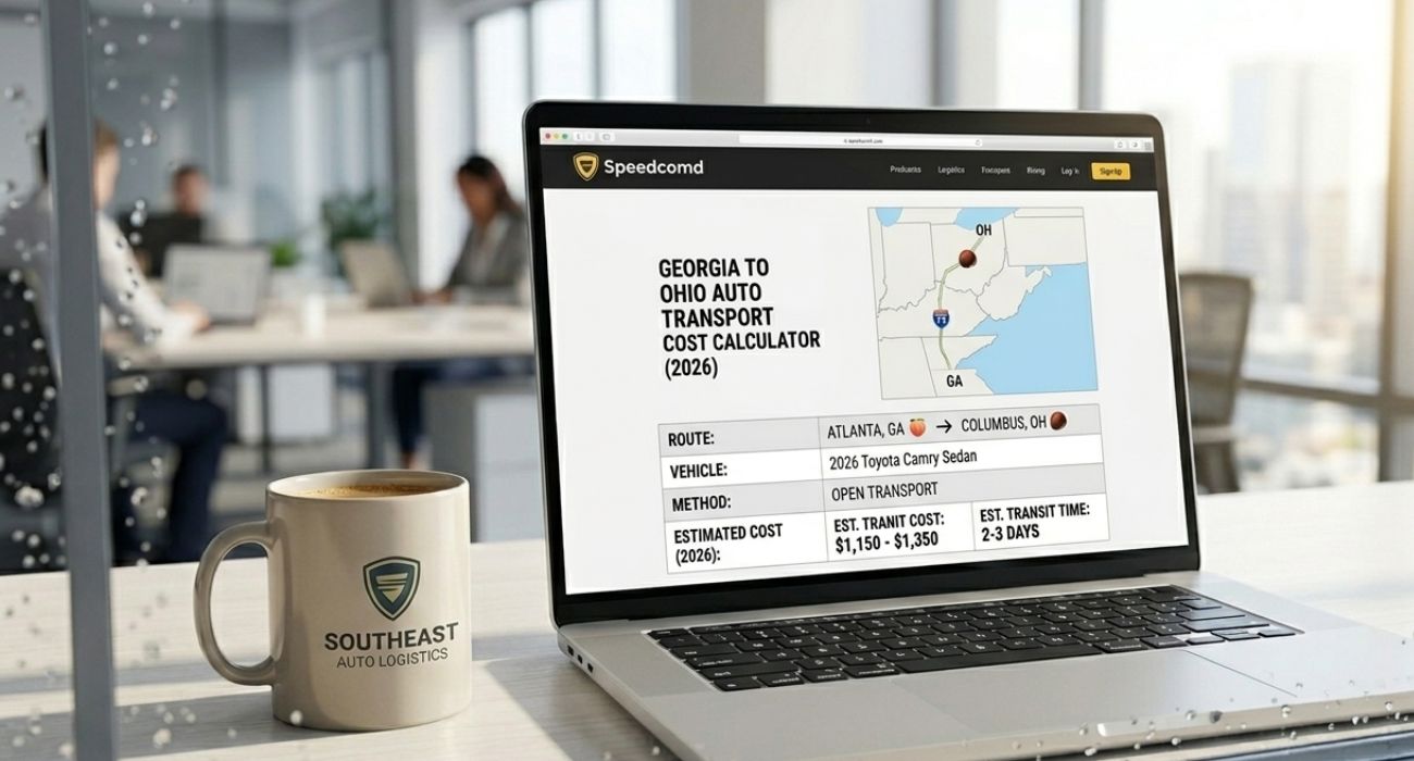 Customer booking Daytona Beach car shipping services online on laptop
