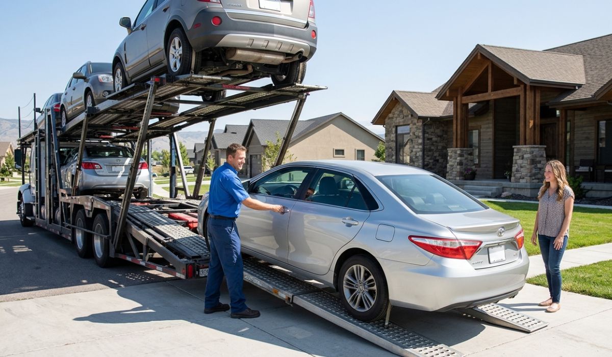 door to door auto transport vehicle pickup at residential house