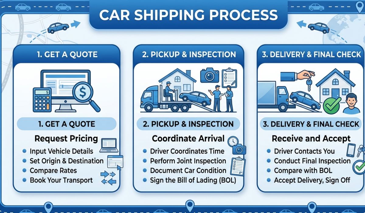 Las Vegas Car Shipping process step by step illustration