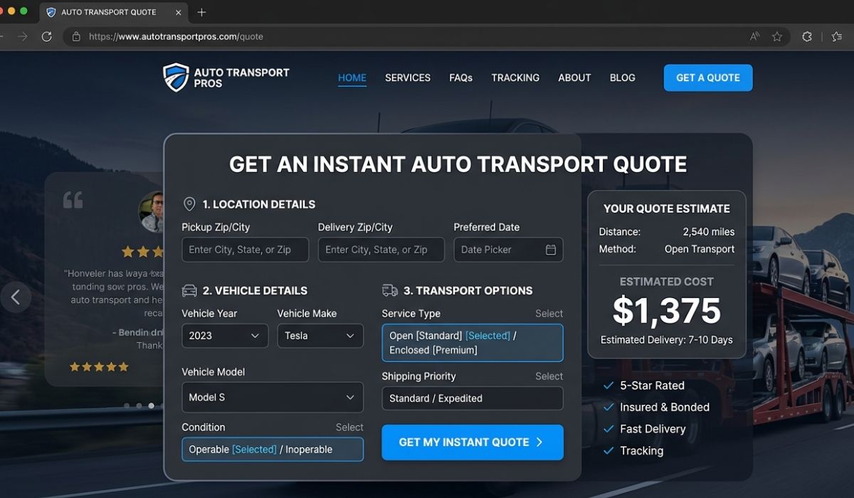 Online shipping quote calculator for Vermont to California car shipping instant price estimate tool.