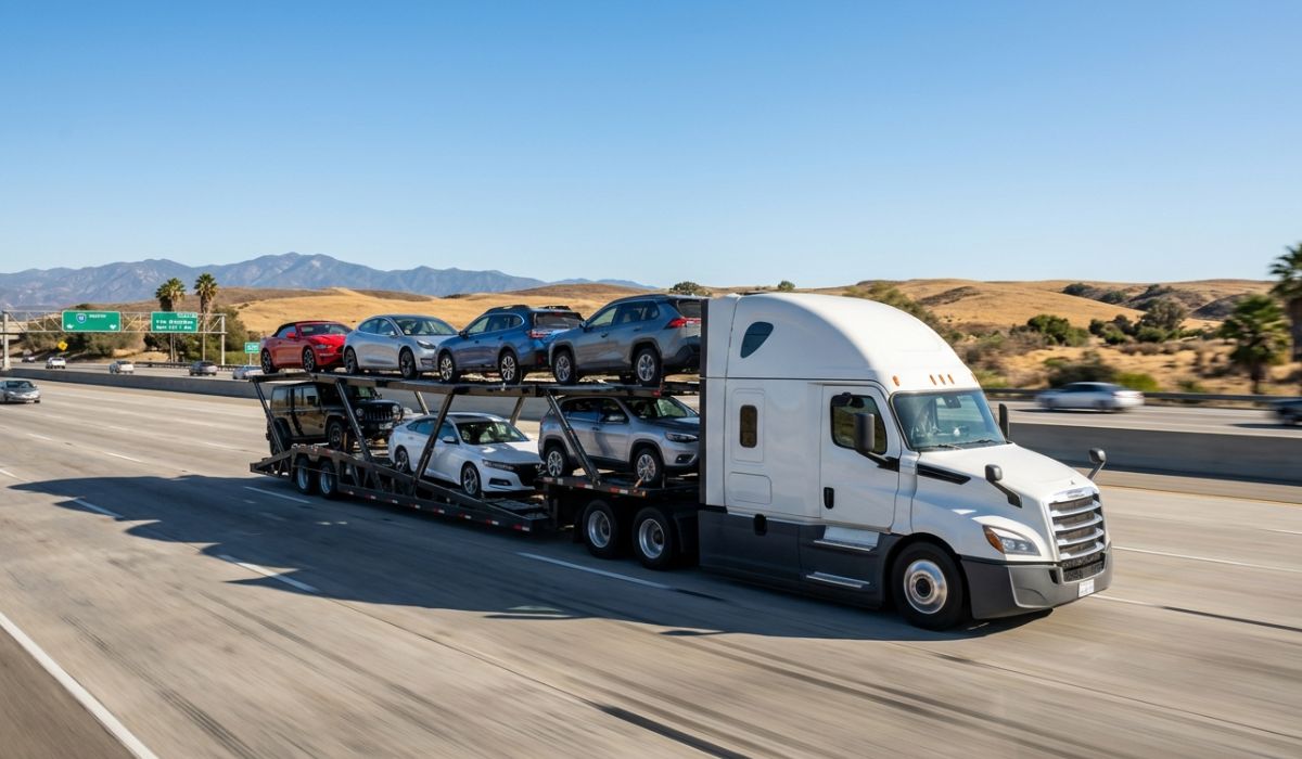 open car transport Pensacola FL carrier with multiple cars loaded