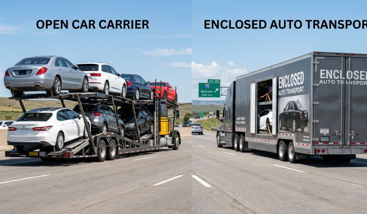 Open carrier auto transport vs enclosed carrier auto transport comparison for Alabama to Colorado car shipping with SpeedComd