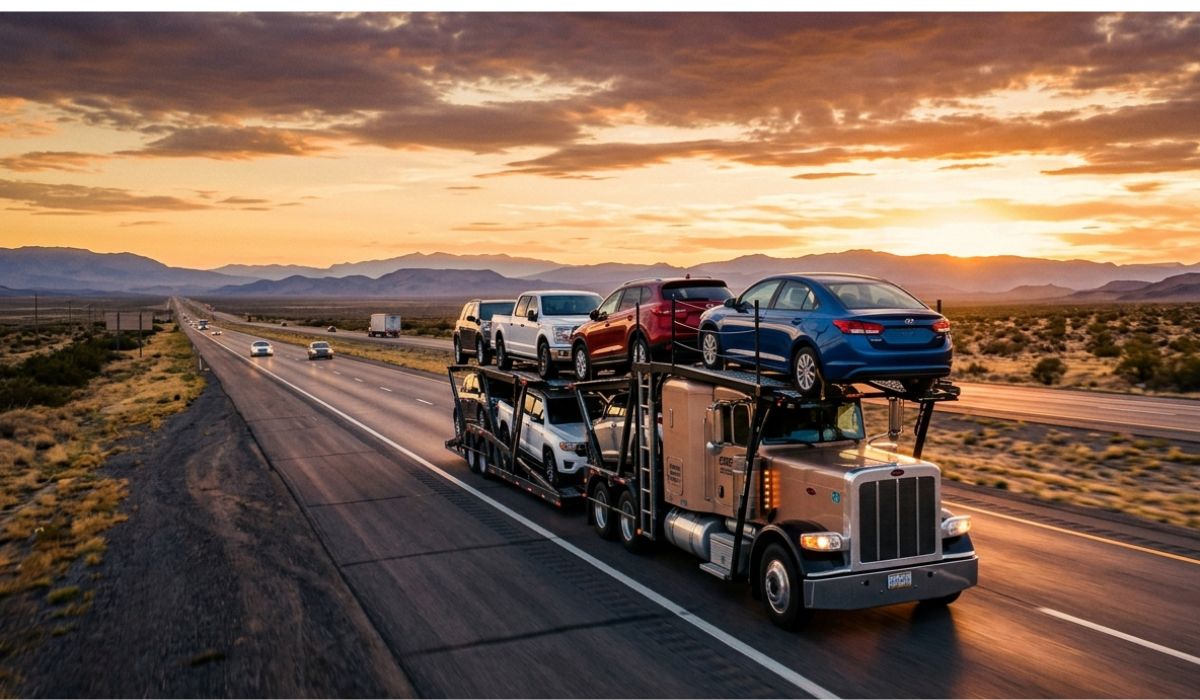 Pensacola car shipping services truck transporting multiple vehicles on highway