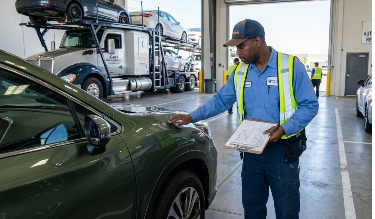 reliable car shipping company handling insured auto transport with driver inspection