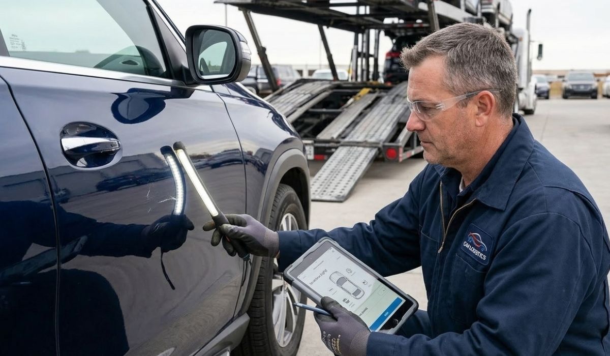 Safe vehicle relocation New Jersey to Ohio with trained driver inspecting car before delivery and transport confirmation signature