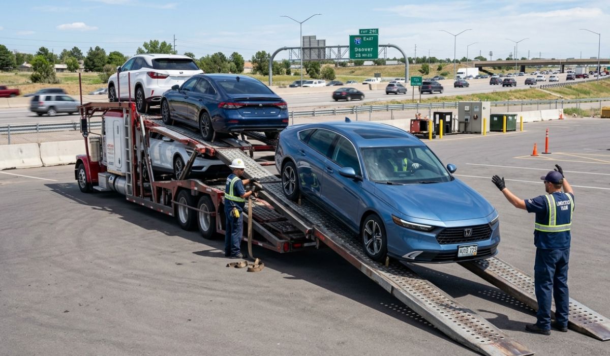 SpeedComd auto transport carrier loading cars for Virginia to Illinois vehicle shipping