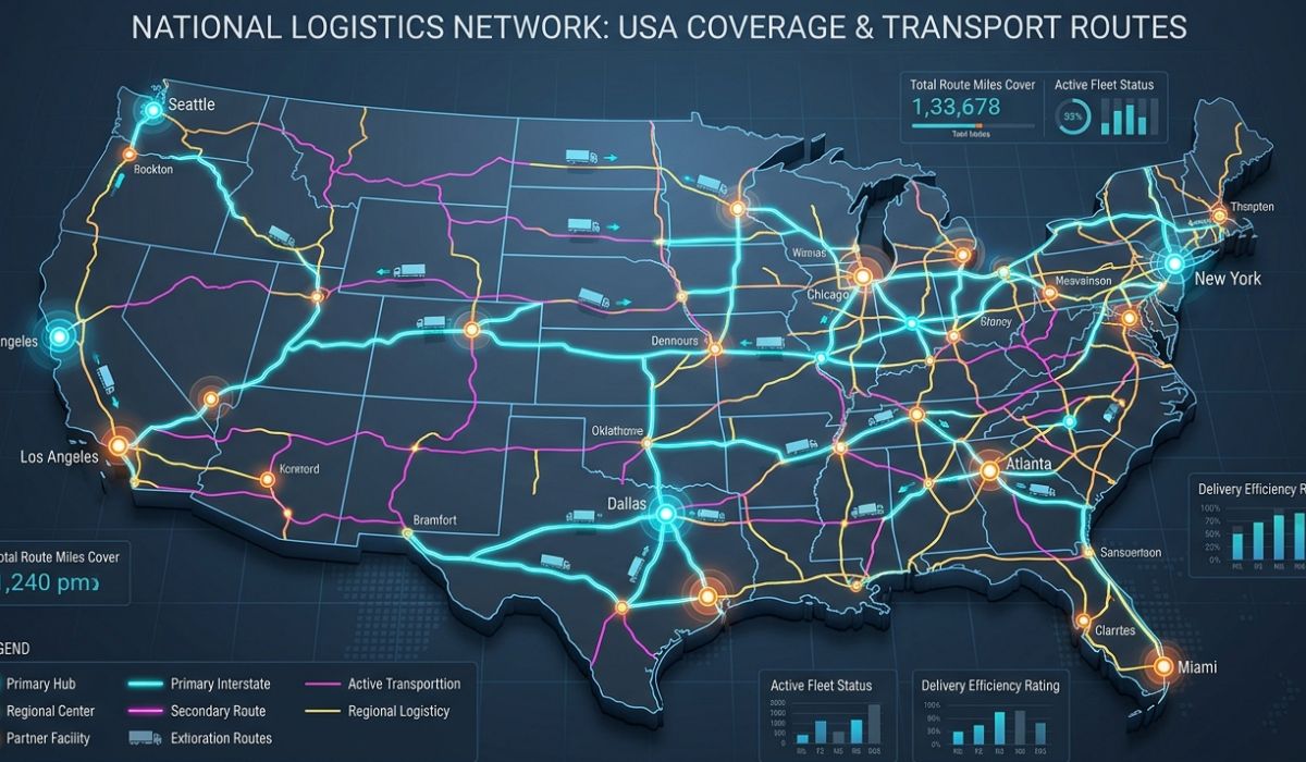 SpeedComd Louisiana car shipping network showing nationwide auto transport routes and delivery coverage across United States