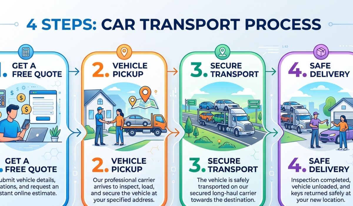 Step by step Ohio to New York car shipping process with vehicle pickup and delivery