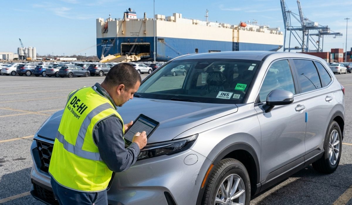 Vehicle inspection at delivery during Tennessee car shipping service ensuring safe and damage free transport completion
